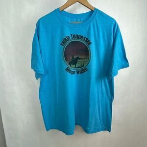 Morgan Wallen Talkin Tennessee Tshirt Blue Short Sleeve Sz 2XL Horse Cowboy Silh